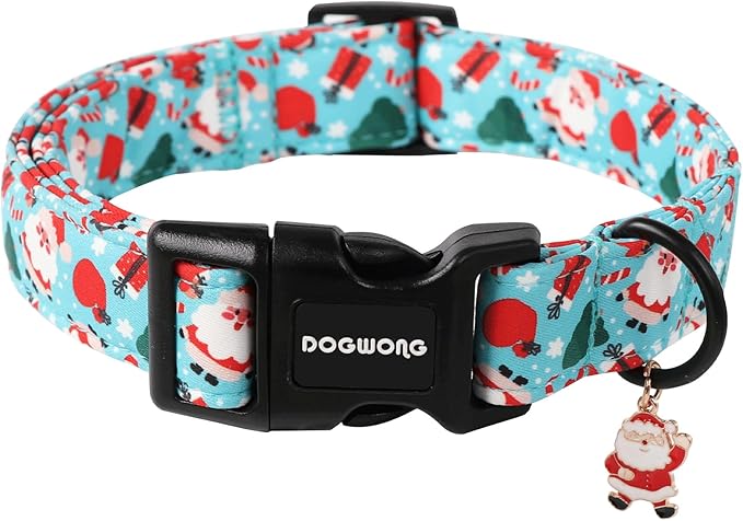 DOGWONG Christmas Santa Dog Collar- Cute Blue Christmas Penguin Dog Collar for Small Medium Large Dogs L