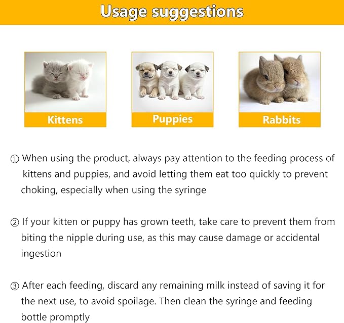 Pet Feeding Bottle and Syringe Set for Puppies and Kittens(1 Bottles,2 Syringes,6 Nipples) Pink