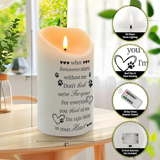 Dog Memorial Gifts for Loss of Dog Sympathy Gift, Sympathy Candle for Cat, Condolence Present for Pet Lovers, Friends to Remember Doggie, Marking Bereavement and Grief(4" x 7")