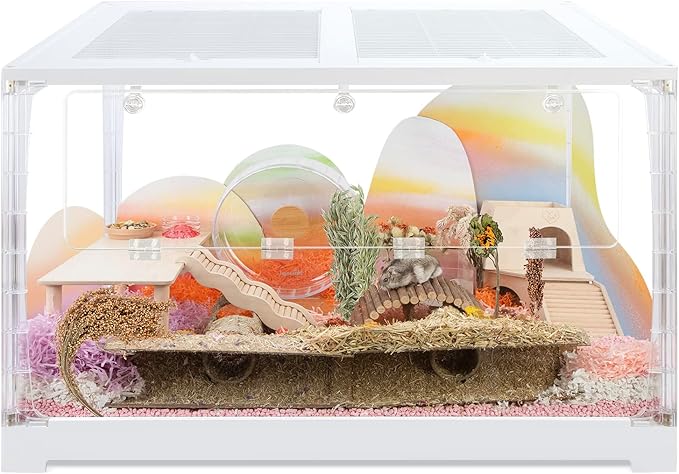 Niteangel Stacker Series Hamster Cage - Stackable & Large Glass Enclosure for Hamster Gerbils Mice Lemming Degus or Other Small-Sized Pets