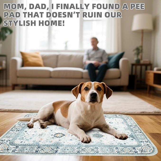 KOOLTAIL Washable Pee Pads for Dogs,2 Pack Super Absorbent Reusable Puppy Training Pads Waterproof, Nonslip and Leak-Proof Dog Pee Pads, Large Pet Mats Whelping Pads for Floor, Crate, Couch 36*41"