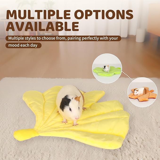 Rabbit Bed Rabbit Pad All-Season Soft Leaf-Shaped Small Pet Bed - Comfortable Breathable Guinea Pig Pad for Guinea Pigs, Rabbits, Chinchillas, Ferrets, Hedgehogs (Red Maple Leaf)