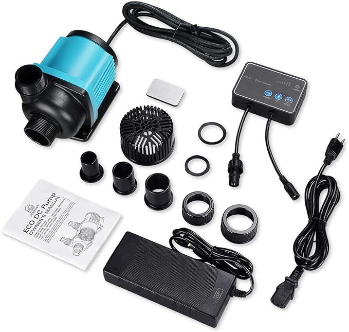 2640GPH 75W Aquarium 24V DC Water Pump with Controller, 18FT Lift Submersible and Inline Return Pump for Fish Tank,Aquariums,Fountains,Sump,Hydroponic,Pond,Freshwater and Marine Water Use
