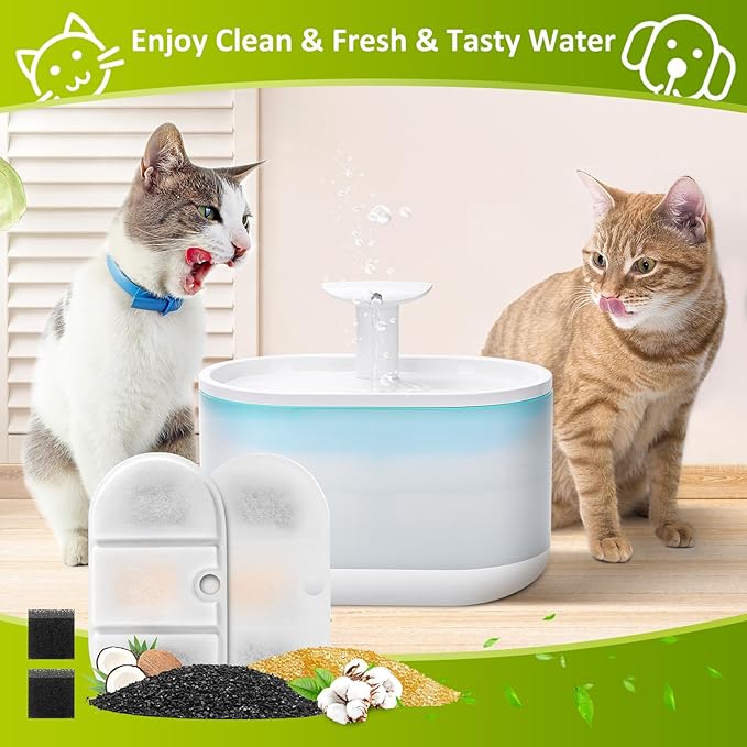 4 Pack Replacement Filters for Capsule Cat Water Fountain PLWF002, ZEKIRY Cat Water Filter Replacement, Triple Filtration Pet Water Fountain Filters