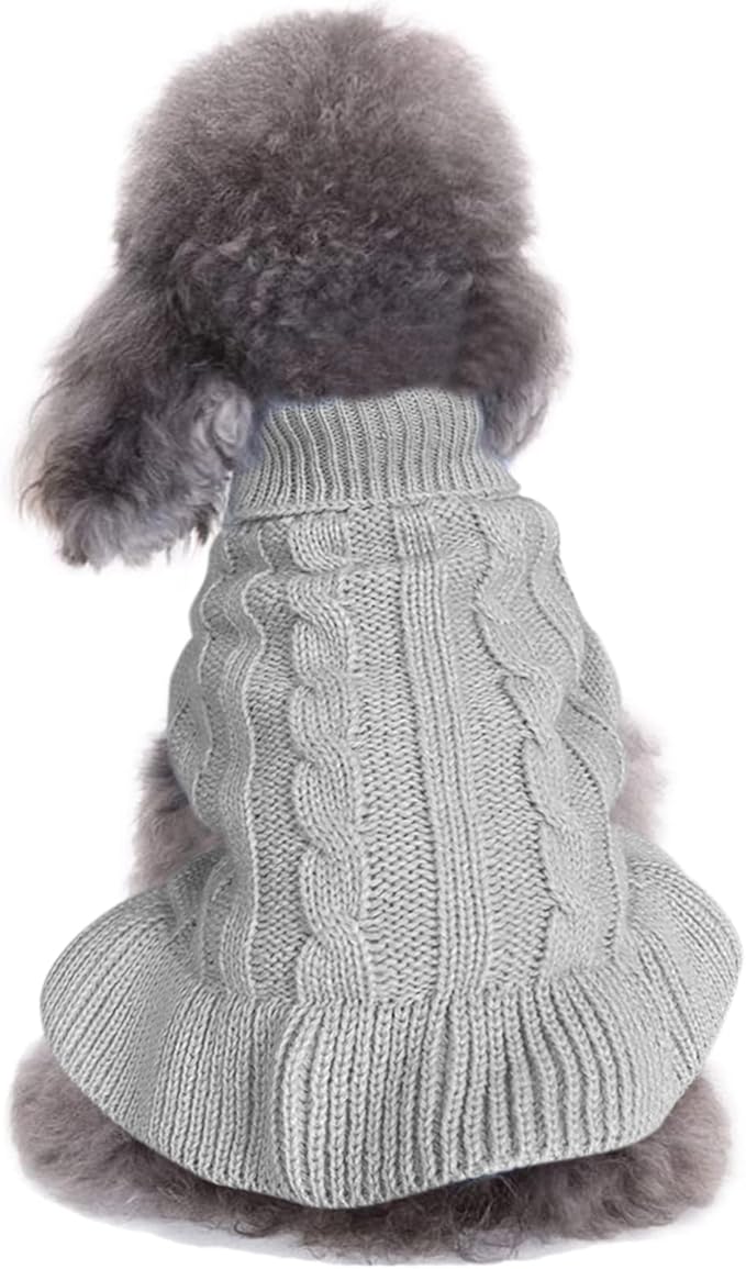 CHBORCHICEN Small Dog Sweaters Knitted Pet Cat Warm Dog Sweatshirt Winter Clothes Kitten Puppy Sweater (XS, Dress-Grey)