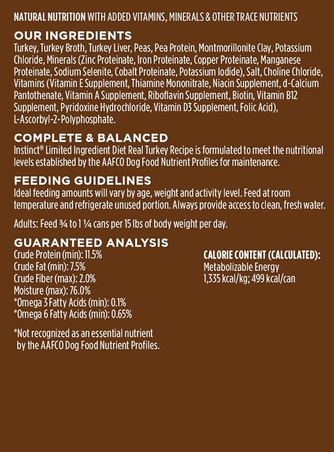 Instinct Limited Ingredient Diet, Wet Canned Dog Food, Grain Free - Real Turkey, 13.2 Ounce (Pack of 6)