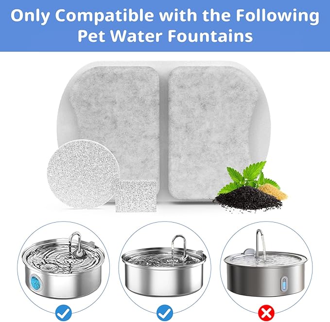 Large Dog Water Filter Replacement Compatible with 7L/230oz/1.8G Stainless Steel Pet Water Fountain Cat Pet Water Fountain Filters (16+16+16)