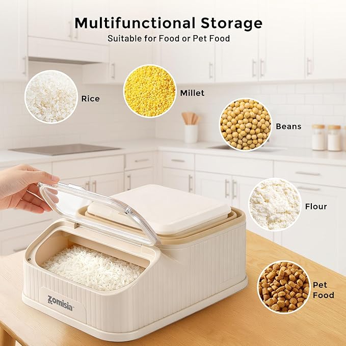 35-40lbs Collapsible Dog Food Storage - First-in, First-out Easy Dispense Base for Freshness, Pet Food Storage Containers with Transparent Lid and Scoop