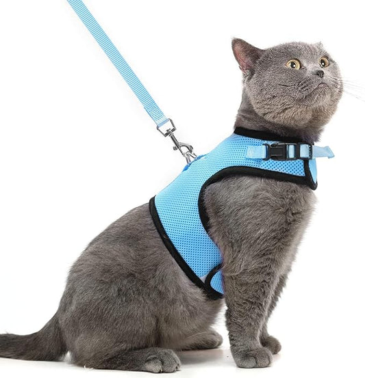 PUPTECK Soft Mesh Cat Vest Harness and Leash Set Puppy Padded Pet Harnesses Escape Proof for Cats Small Dogs Rabbits Bunny