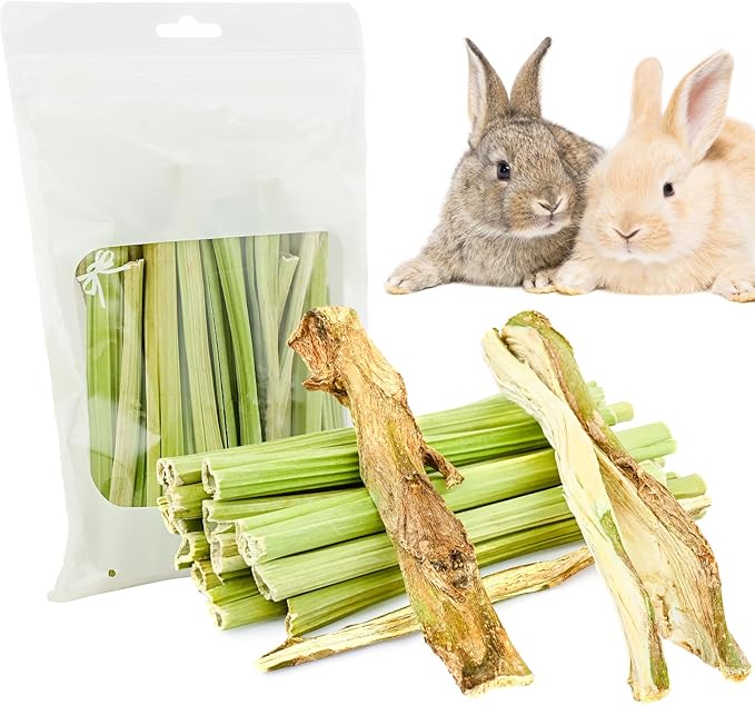 Rabbit Chew Sticks Hamster Chew Toys, Papaya Stems & Papaya Tree Core, Natural Molar Treats and Toys for Hamster Chinchilla Guinea Pig Gerbils, Rats, Mice, Ferrets and Other Small Animals