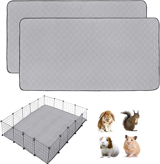 Guinea Pig Cage Liners 48''X60'', 2 Pack Guinea Pig Bedding Washable, Non Slip Reusable Super Absorbent Guinea Pig Pee Pads Mats Fleece for Small Animals Hamster Rabbit Chinchilla Rat