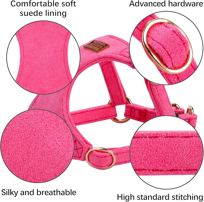 No Pull Dog Harness- Lightweight, Soft, Adjustable Small Harness Collar and Leash Set, Suitable for Cats Puppy Small and Medium-Sized Dog Outdoor Training and Running (hotpink, XS)