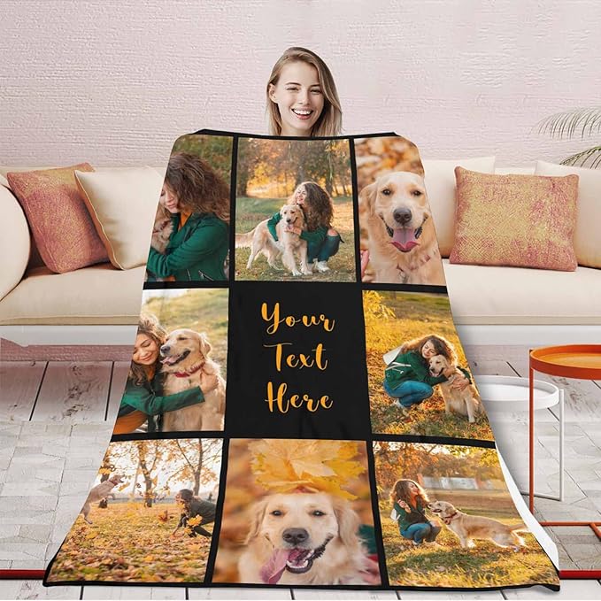 Artsadd Photo Custom Throw Blankets for Dog Cat Pet Memory,Dog Memorial Blanket Personalized with Loving Remembrance Gift for Family and Friends Dogs Name Customized Fleece Throw Blanket