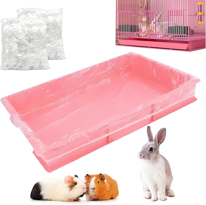 100 Pcs Disposable Cage Liners 26'' X 18'' - Clear, Plastic Toilet Film for Bunny, Hamster, Totoro, Hedgehog, Guinea Pig & Small Animal Habitats