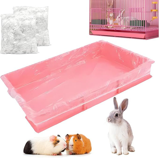 100 Pcs Disposable Cage Liners 34' X 22'' - Clear, Plastic Toilet Film for Bunny, Hamster, Totoro, Hedgehog, Guinea Pig & Small Animal Habitats