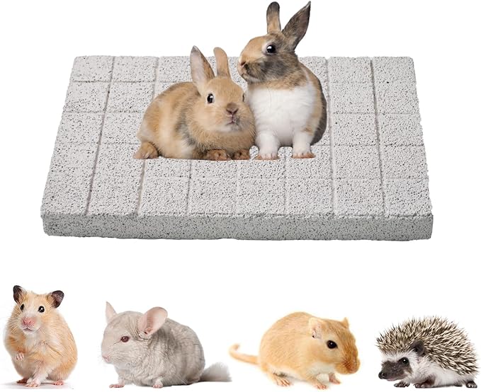 Scratch Foot Pad for Bunny,Rabbit Grinding Claw Chew Stone Natural Hamster Lava Scratching Board Guinea Pig Chew Toys for Chinchilla Ferret Gerbil Rat Squirrel Hedgehog Rabbit Cage Accessories