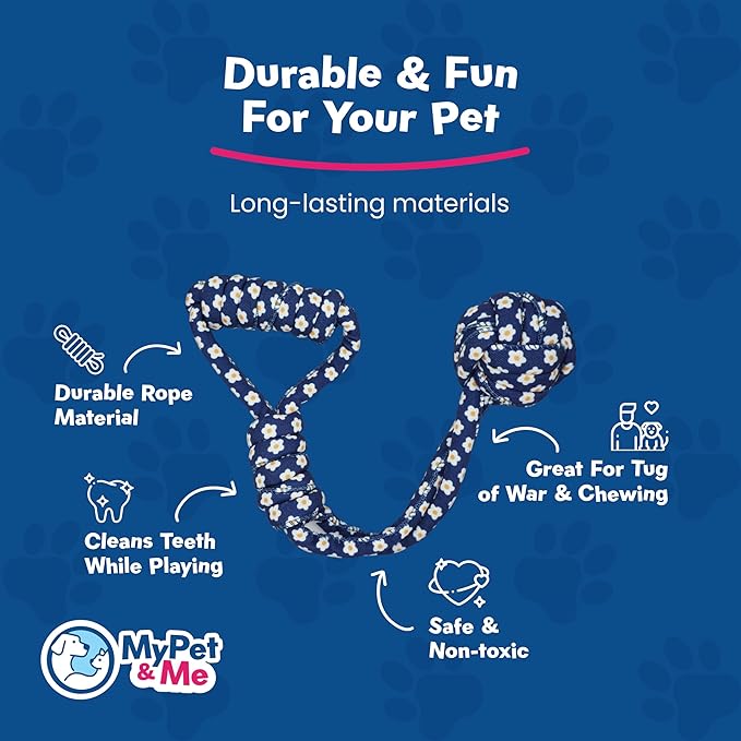 My Pet & Me - Tug of War Rope Dog Toy (17 Inch) - Durable Chew Toy for All Dog Sizes - Perfect for Interactive Play, Training, and Bonding with Puppies & Active Dogs