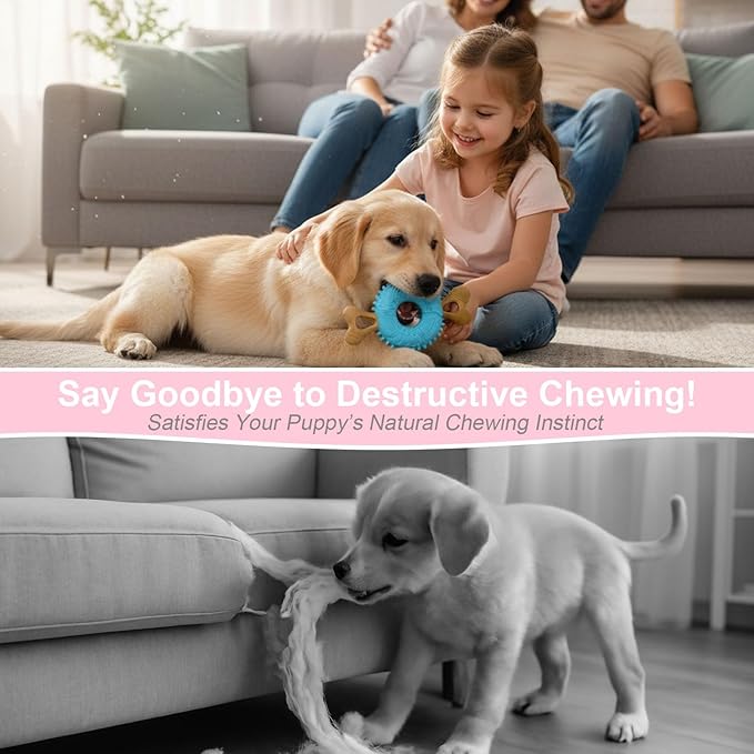 Puppy Chew Toys for Teething, Indestructible Dog Chew Toys for Aggressive Chewers - Small & Medium Breeds, Tough Puppy Toys to Keep Them Busy and Relieve Anxiety, Bone & Tire Shape Rubber Dog Toy