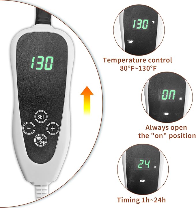 Large Dog Heating Pad 34x21in with Smart Thermostat Switch and Power Line Protection Tube,Obtained MET and UL Dual Certification,Waterproof Pet Heating pad, Suitable for Dogs of All Ages
