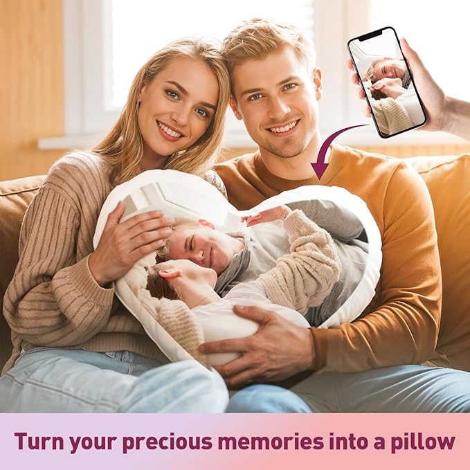 Custom Pillow with Picture & Text - Include Insert, Personalized Photo Pillow Double-Sided Printing, Custom Heart Pillow for Loved One | Personalized Couple Gifts for Birthday Anniversary
