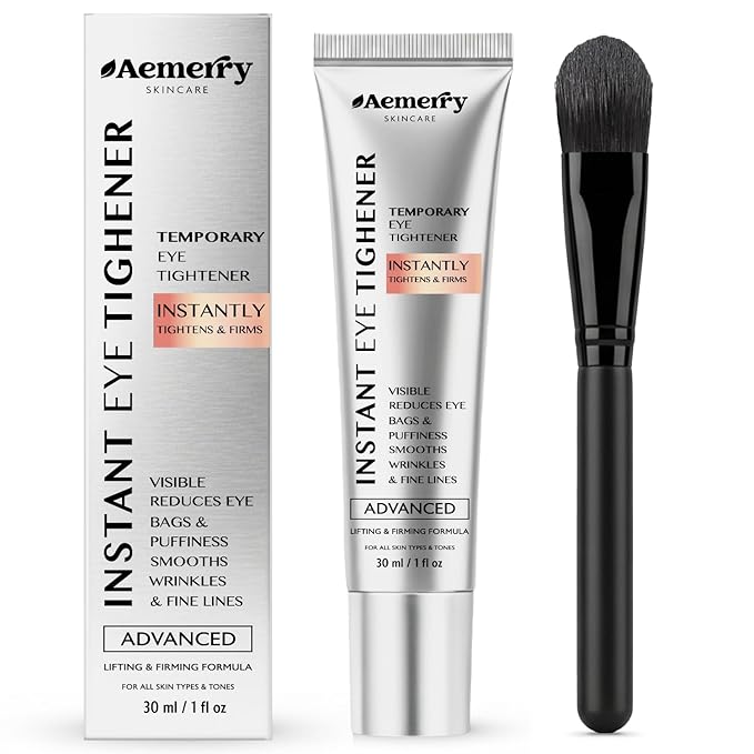 Instant Firm Temporary Eye Tightener: Perfection Tightening & Lifting Cream With Brush For Eye Bags, Wrinkles, Puffiness, Fine Lines – Lightweight, Easy Wear Formula, Gentle For All Skin Types. 1 Oz