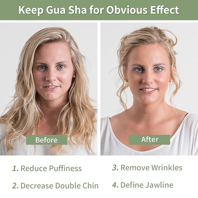 Gua Sha Facial Tools, Natural Jade Guasha Tool for Face, Double Chin & Jawline, Gua Sha Stone Self-Skin Care Face Stone Gua Sha Tools for Women, Green Aventurine
