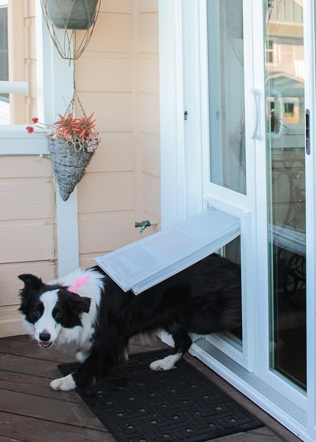 Endura Flap Pet Door for Vinyl Sliding Glass Doors | Dual-Flap Extreme Weather Design | Insulated, Energy-Efficient Dog Door with Locking Security | White, Small Flap, 93.25"-96.25" Slider Height