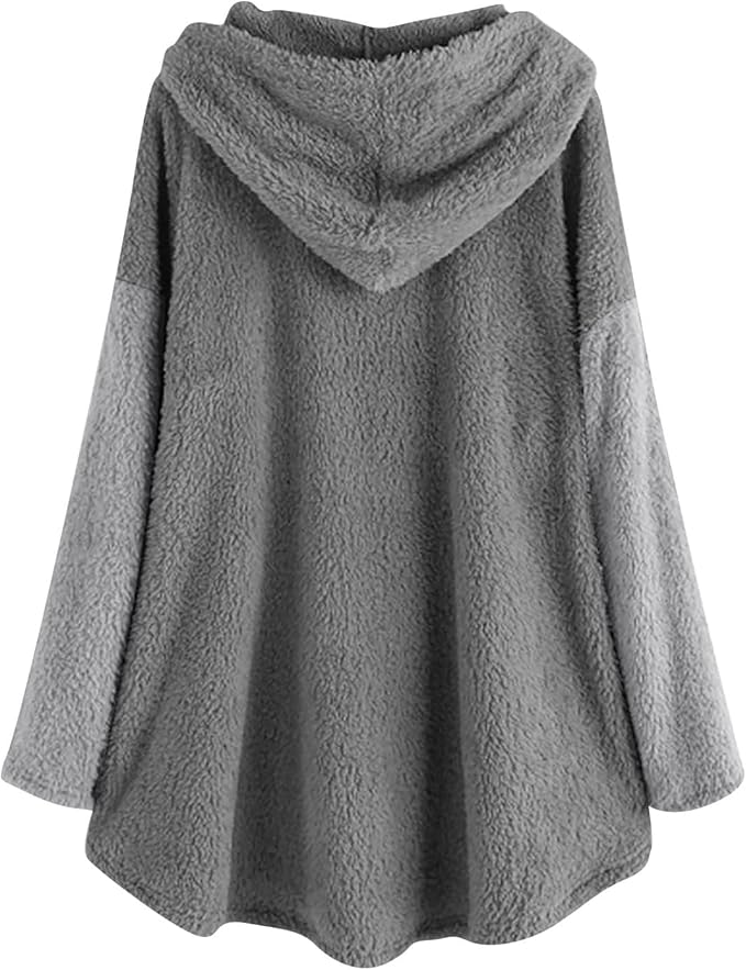 Akivide Women's Oversized Zip Up Sherpa Hoodie Fuzzy Fleece Jacket Cat Kitty Print Lightweight Faux Shearling A Line Coat