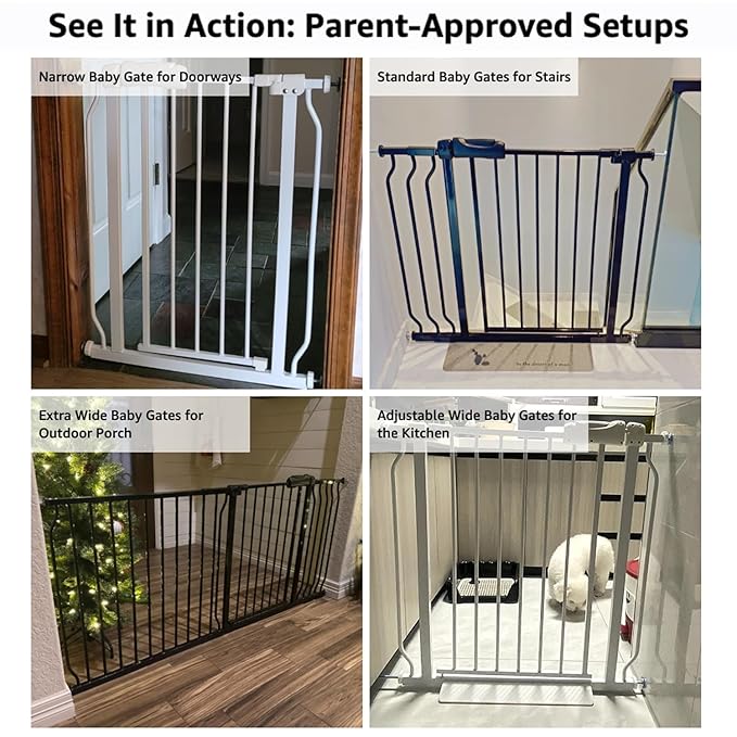 Wide Baby Gate 67-71.5 Inch Heavy Duty Steel Safety for Stairs, Pressure-Mounted Indoor Dog, No Drilling, Modern Home Design, Black