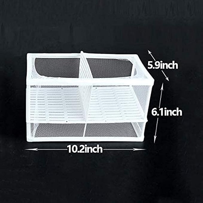Still Awake Aquarium Fish Breeder Box, Hatching Box, Juvenile Fish Spawning Incubator, Water Isolation Net Hatcher, Nylon Mesh Fish Fry Hatchery Breeder Box Separation Net（White 3 Rooms L）