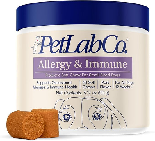 PetLab Co. Allergy & Immune Daily Probiotics for Dogs. Supports Yeast Production, Seasonal Allergies, Intermittent Itchiness, Gut & Digestive Health - 30 Chews for Small Dogs - Packaging May Vary