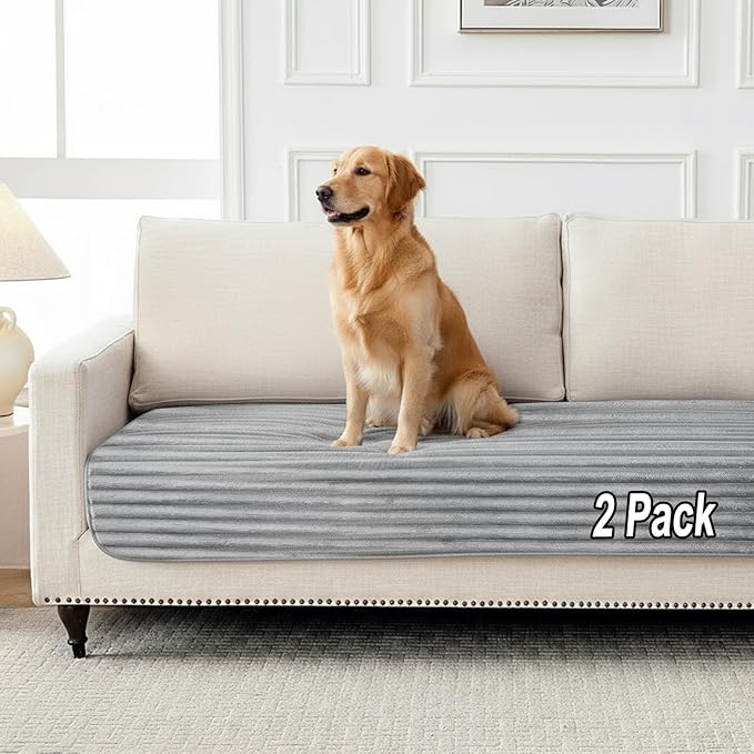 Flannel Washable Pee Pad for Dogs - 2 Pack Reusable Dog Pee Pads Extra Large, Fast Absorb Pet Playpen Mat with Non-Slip Back, Waterproof Puppy Training Pad. (Light Grey, 36" X 72")