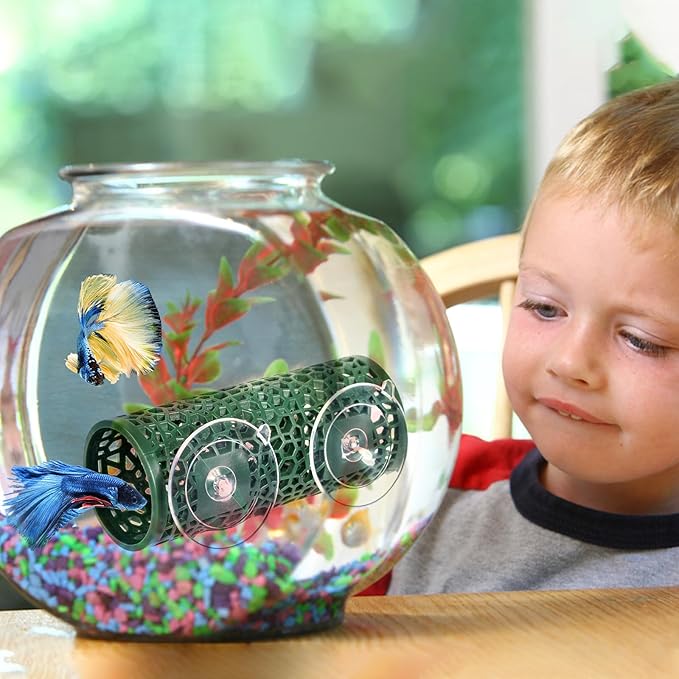 Abizoo Betta Fish Tunnel Hideout and Hammock Bed for Fish Aquarium Decoration, African Dwarf Frog Tank Accessories Hollow Design Habitat Cave for Betta Shrimp Guppies Neon Tetras Zebra Danios Snails