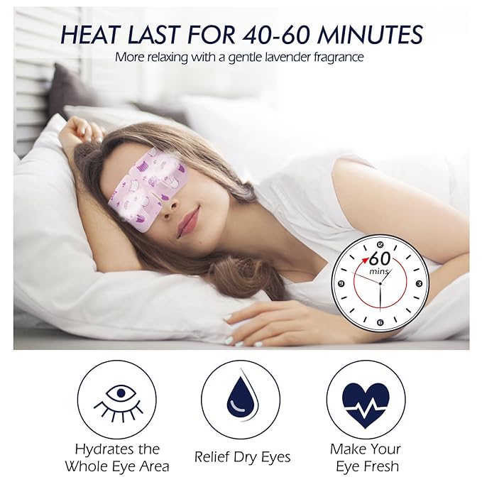 Jekeno Steam Eye Mask, 30 Packs Eye Masks for Dry Eyes, 40-60 Minutes Self Moist Warm Compress Heated Disposable Mask for Sleep, Spa Relaxing Trip Gifts, Travel Essentials for Women Men