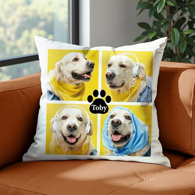 Custom Pillow with Picture & Text - Include Insert, Personalized Photo Pillow Double-Sided Printing | 5 Sizes & 10 Colors Optional, Custom Pet Memorial Gifts | Keepsake Gifts for Loved One