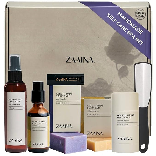 ZAAINA Wellness Spa Box - Relaxing Spa Gifts for Her, Valentine Gift Basket for Women, Self Care Kit for Mom Wife Friend, , Pampering Home Spa Gift Basket, Birthday Gifts for Women