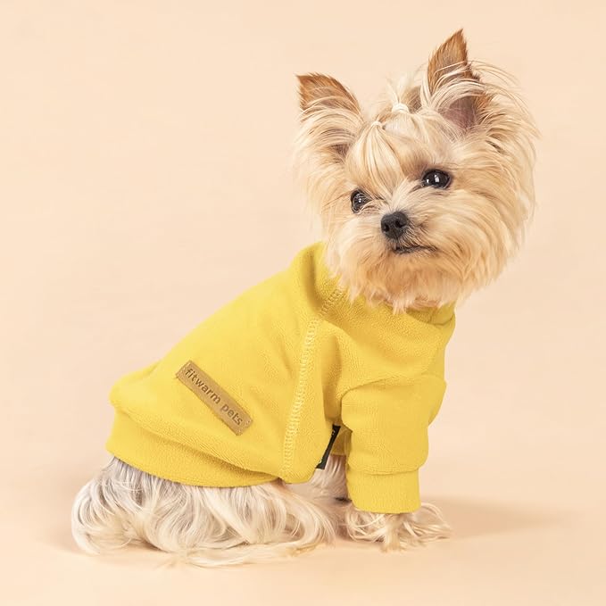 Fitwarm 3 Pack Classic Fleece Dog Sweater, Turtleneck Dog Sweatshirt, Winter Clothes for Small Dogs Boy Girl, Pet Pullover Jumper, Cat Apparel, Orange, Yellow, Coffee, Large