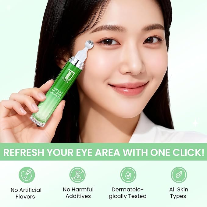 Dongyu Eye Cream Anti Aging: Caffeine Green Tea Eye Cream for Beauty Enthusiasts - Puffy Eye Treatment Morning Night Use (Green)
