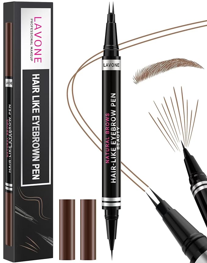 Eyebrow Pencil, 2-in-1 Waterproof Eyebrow Pen, with 2 Tip Microblading Eyebrow Pencil and Ultra-Precise Brow Pencil, with Eyebrow Brush, Eyebrow Pencils for Women, Natural Hair-Like Brows - Soft Brown