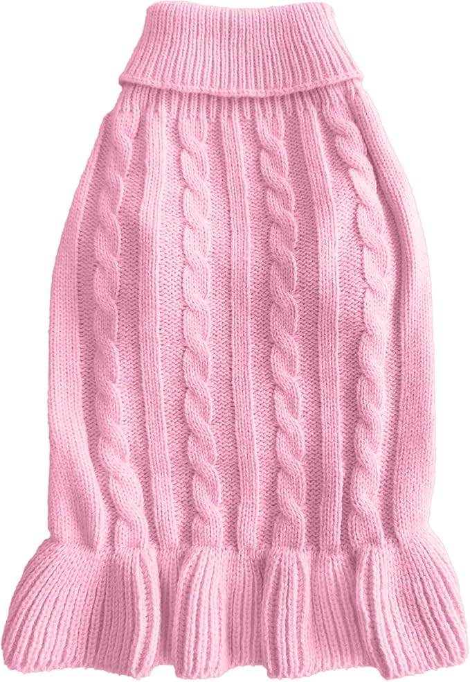 CHBORCHICEN Small Dog Sweaters Knitted Pet Cat Warm Dog Sweatshirt Winter Clothes Kitten Puppy Sweater (L, Dress-Pink)