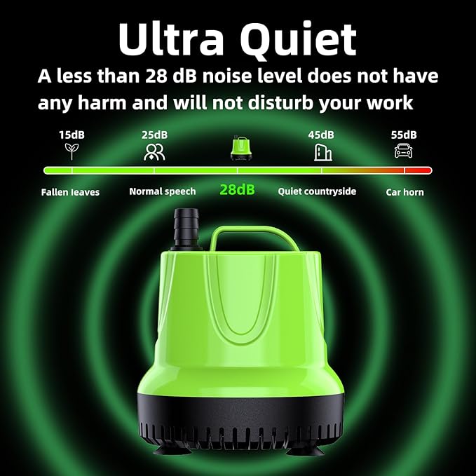 FREESEA Fountain Submersible Water Pump: 330 GPH 25W Small Sump Pump for Outdoor Pond Hydroponic Statuary Waterfall Aquarium Fish Tank