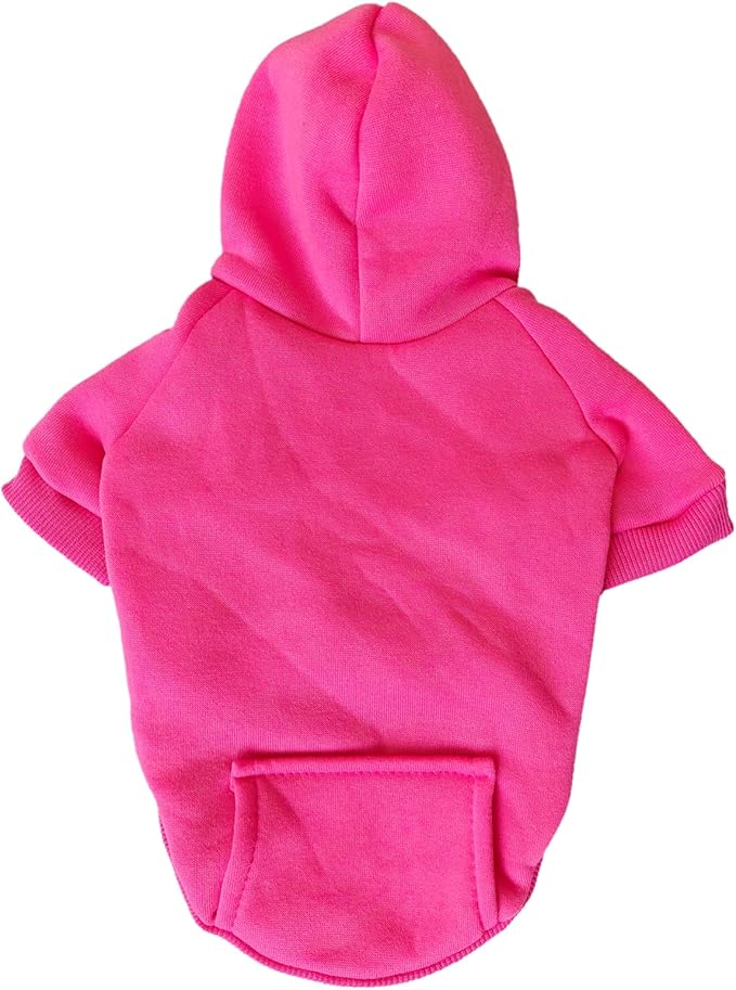 Jecikelon Winter Dog Hoodie Sweatshirts with Pockets Warm Dog Clothes for Small Dogs Chihuahua Coat Clothing Puppy Cat Custume (Rose red, Small)