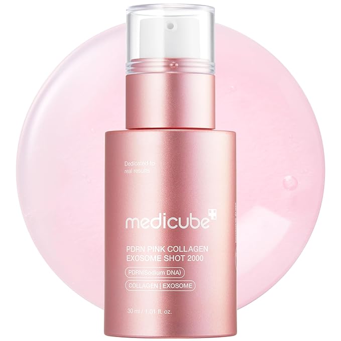 medicube Exosome Shot PDRN Pink Collagen 2,000 PPM Spicule Facial Serum | Liquid Skin Booster | Exosome, Salmon DNA Spicules | Uneven Skin Tone, Pore Care, Skin Texture | Korean Skincare, 1.01 fl.oz