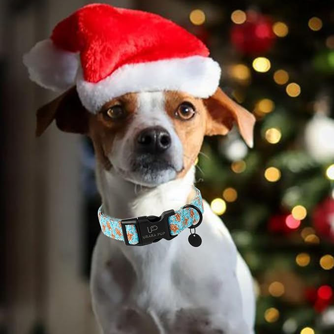 Christmas Dog Collar,Adjustable Gingerbread Pet Collar,Chriatmas Puppy Collars for Small Medium Large Dogs, XL,Neck 16-26in
