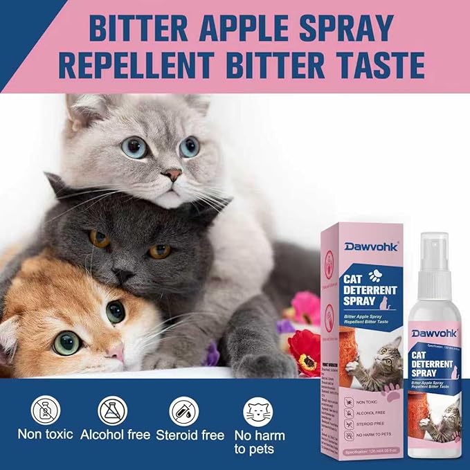 Cat Repellent Spray - Natural Anti-Scratch Spray for Furniture Protection: Sofas, Carpets, Curtains — Indoor and Outdoor Cat Behavior Training, 4.06 oz/1PC