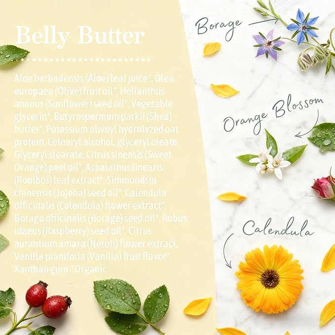 True Belly Serum - Organic Firming & Cellulite Appearance & Hydrating Belly Oil for Stretch Mark, Belly Oil For Pregnant Women, Promotes Skin Nourishment & Suppleness, 100ml (1PCS)