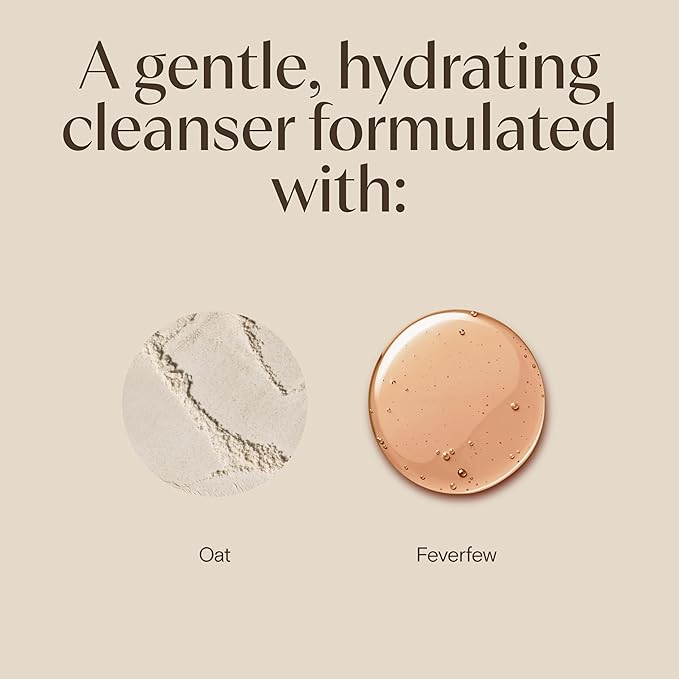 Aveeno Calm + Restore Nourishing Oat Cleanser, Daily Hydrating Facial Cleanser & Face Wash for Sensitive Skin, Non-Foaming, Hypoallergenic, Non-Comedogenic, Fragrance-Free, with Feverfew, 7.8 fl oz