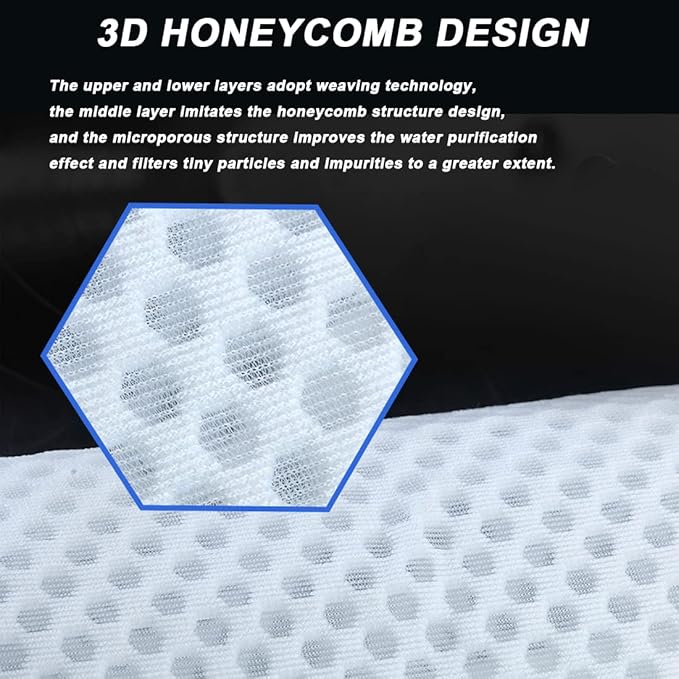 6 Pcs 4Inch Ring Honeycomb Filter Socks 150 Micron, Aquarium Filter Sock 3D Honeycomb Design, Aquarium Felt Filter Bags for Freshwater Saltwater Aquarium, Fits Eshopps and Aqueon, 9.5Inch Long