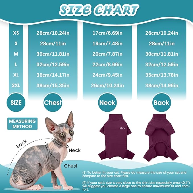 ROZKITCH Cat Sweaters for Cats Only, Breathable Soft Pet Jumpers, Warm Coat with Four Legs, Lightweight Sweater T-Shirt Cat Pajamas Jumpsuit Vest Cornish Rex, Devon Rex, Peterbald Purple XS