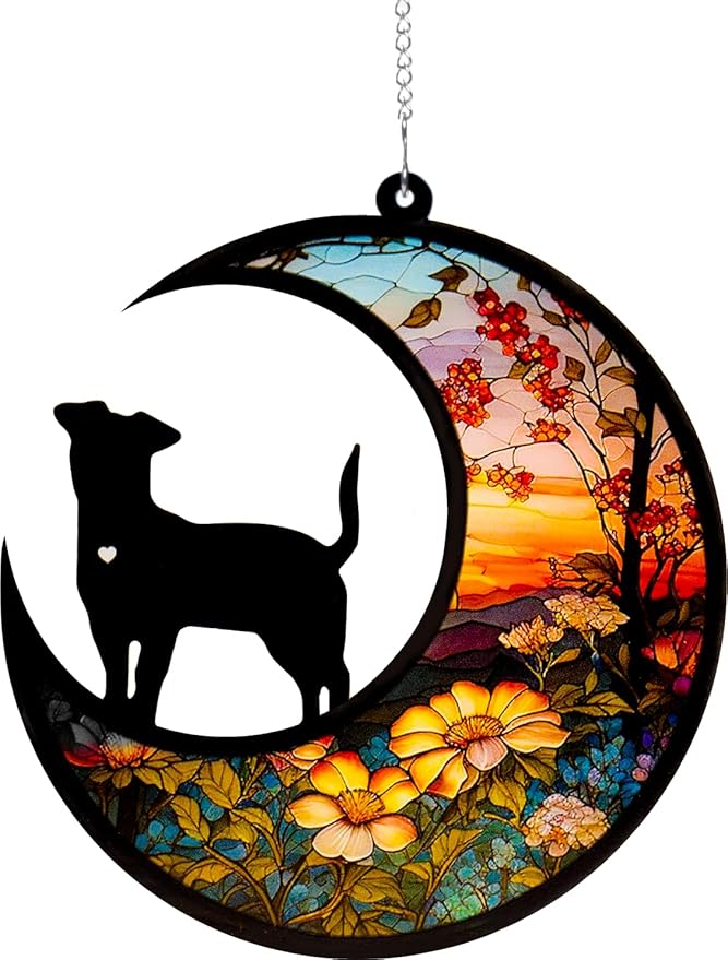Dog Memorial Suncatcher,Pet Sympathy Gifts,Dog Memorial Gifts for Loss of Dog,Personalized Dog Pass Away Gifts with Name Date for Pet Lovers